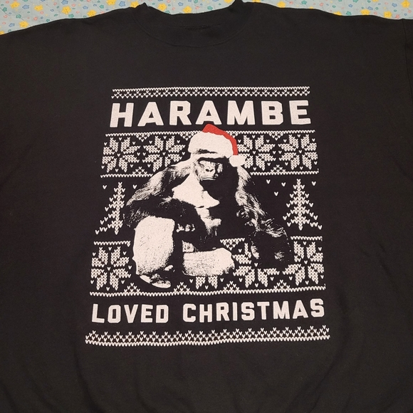 🦍 Harambe 🎄❤️ Christmas Sweater ❄️ Sweatshirt Large 🎅 Gorilla Animal Monkey - Picture 2 of 9